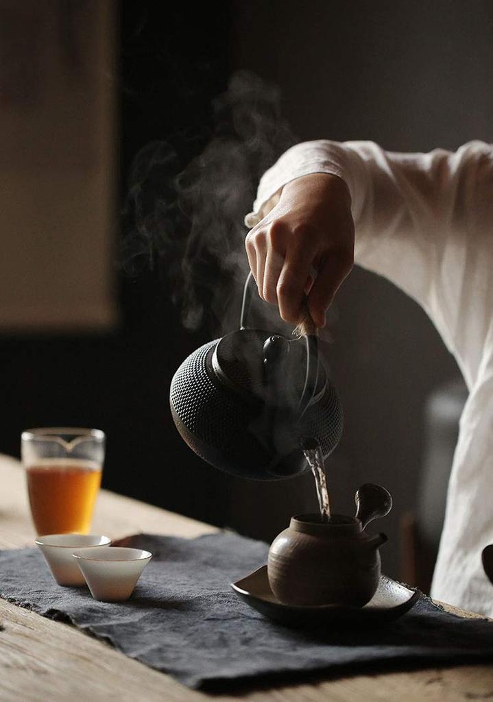 Iron for Direct Induction Traditional Arrow Teapot, Non-Enameled, Heat, Cooking, Crafts, Pattern, 0.8L