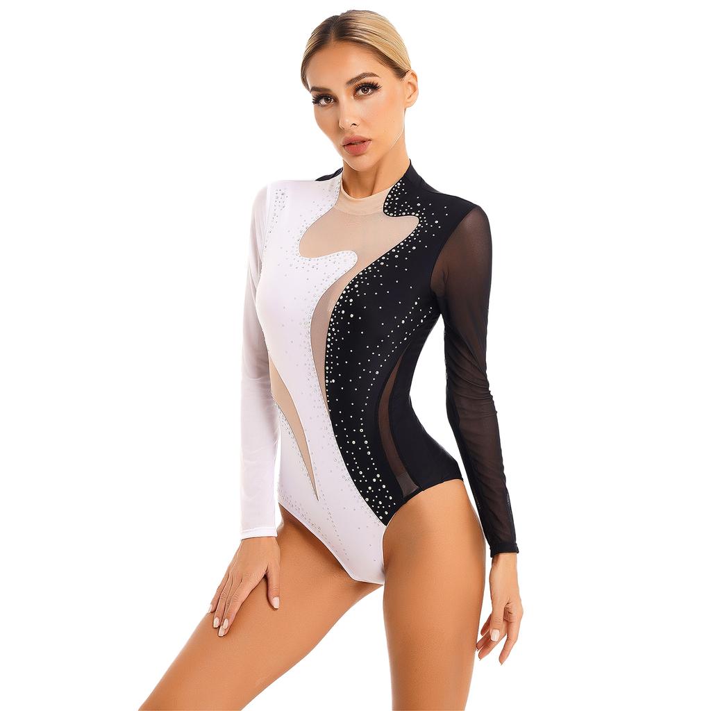 Women Figure Skating Costume Jazz Dance Unitard Ladies Dancewear Ballet Leotard Dancewear Stage Performance