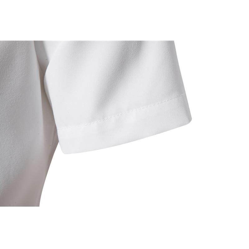 Summer Solid Stand Collar Men's Casual Shirt Buttons Short Sleeve White Black Shirts Men Pullover Top