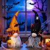 Halloween Plush Gnome Decorations Light Up Decoration, Spooky Orange Black Swedish Tomte Elf Figurine, Stuffed Fabric Figurines Cute Glowing