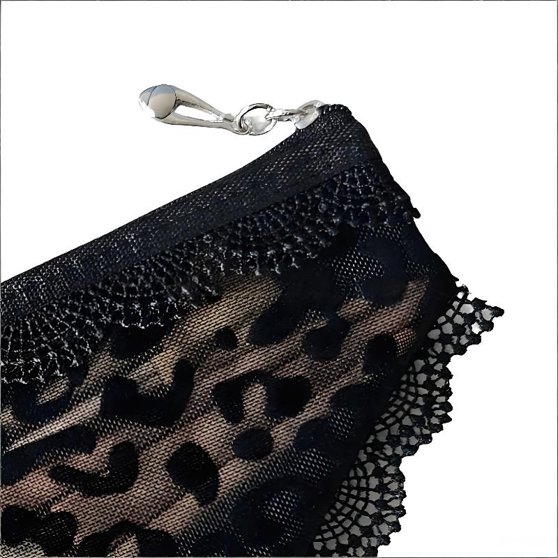 Bikini Briefs Shape Cosmetic Bag Lace Leopard Print Transparent Makeup Storage Pouch Mesh Y2K Toiletry Bag Storage For Travel