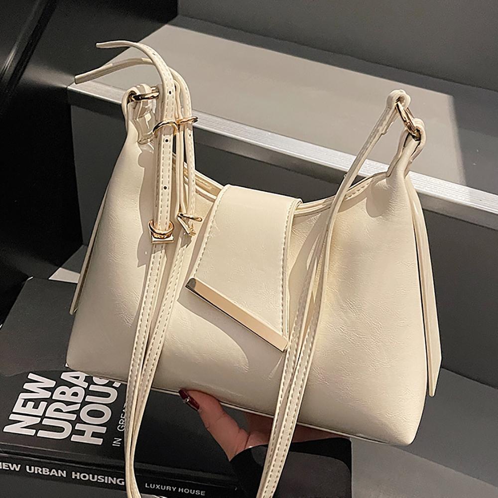 Women Summer Glossy PU Delicate Crossbody Bag High Grade Buckle Zipper One Shoulder Bags Versatile Commute Underarm Packs