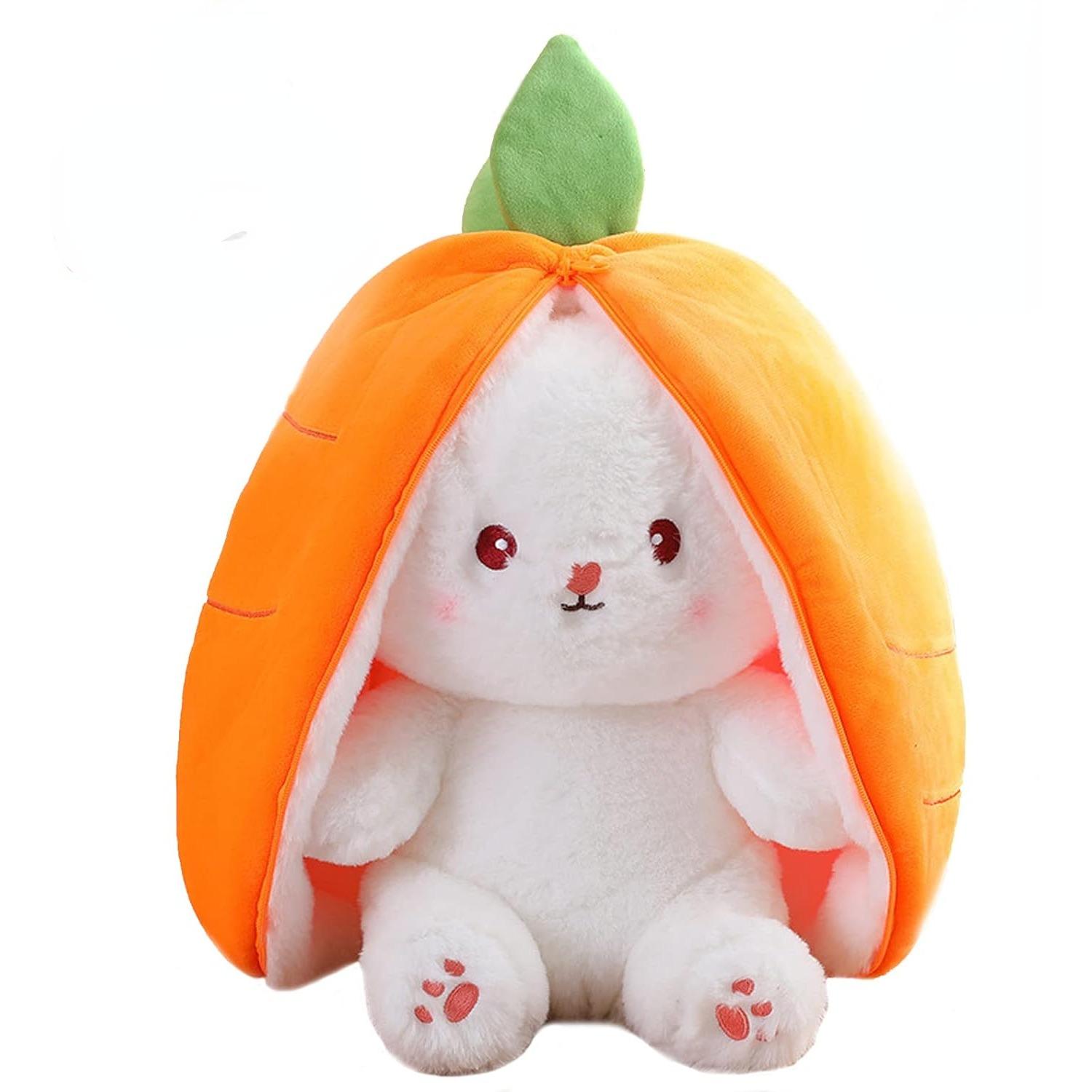 

Клубничный кролик, превращенный в маленького кролика, фруктовая кукла, плюшевая игрушка, плюшевая игрушка пасхального кролика, плюшевые игрушки в виде кролика в прятки 18cm оранжевый