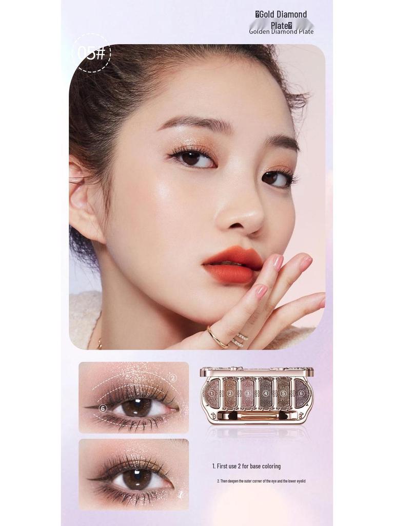 Winnie the Pooh 6-Color Shimmer & Matte Diamond Pearlescent Eyeshadow Palette with Contour Highlight