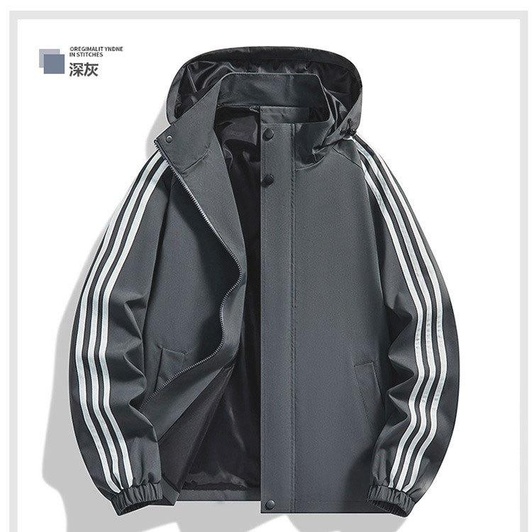 

Casual hooded trench coat men s autumn outdoor mountaineering sports windproof waterproof jacket trendy brand jacket men 5XL серый