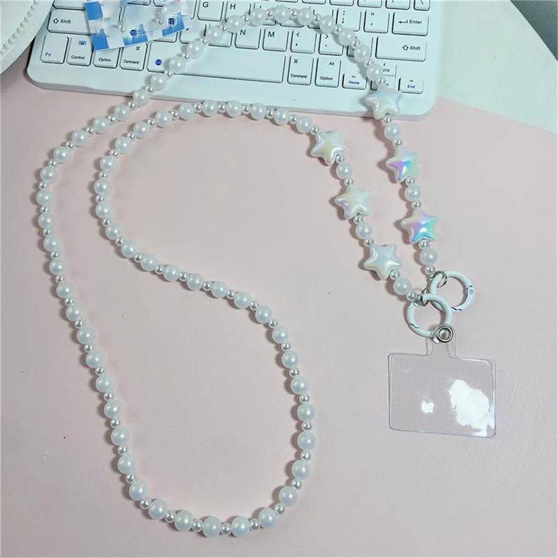 

Korea Laser Star Cute Bead Oblique Span Chain Phone Bracelet Strap Charm Chain Knot Cellphone Lanyard Keychain Bag Long Lanyard