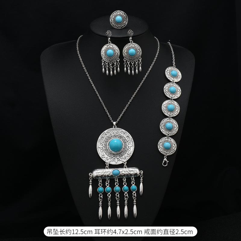 Long Tassel Necklace Vintage Exotic Bohemian Vacation Bracelet Earrings Travel Photography Suit Women