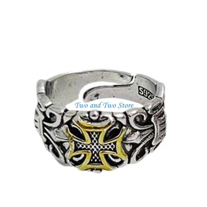 HX6F Poseidon Adjustable Rings Masculine Tridents Designs Alloy Gift For Him