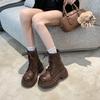 Fashion Women's Boots Retro Leather Designer Shoes for Women Luxury Short Boots Platform Non-slip Motorcycle Shoes Round Toe Ankle Boots