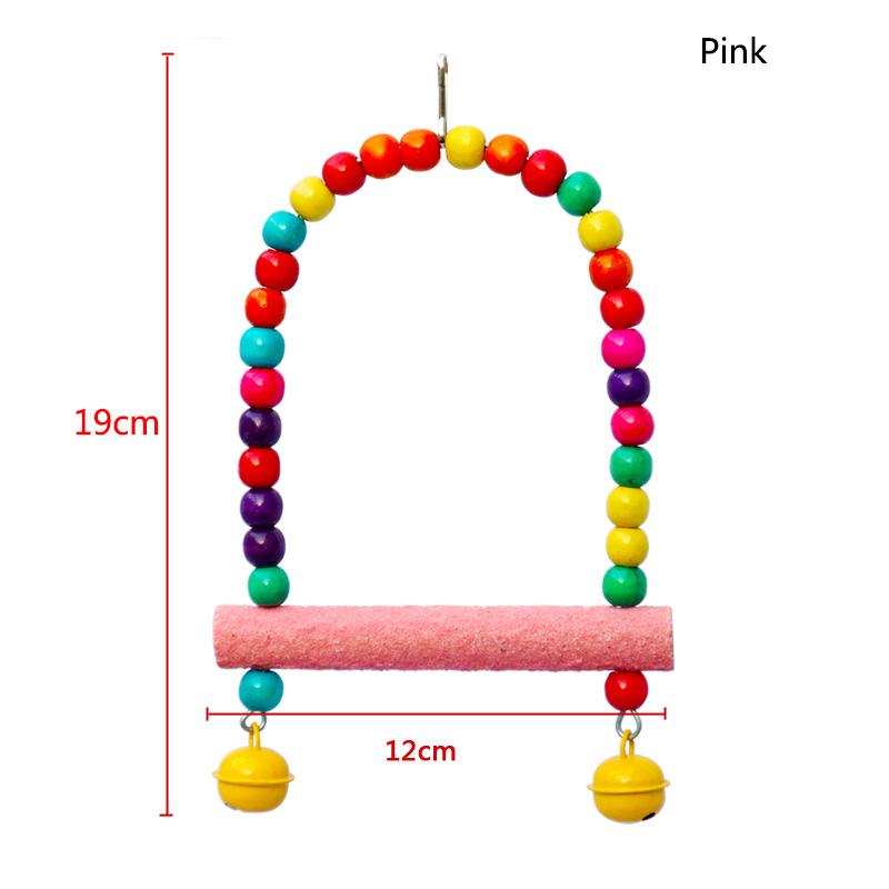 Colorful Frosting Pet Parrot Swing toys Stand Rack Squirrel Bird Branch Perches Chew Bite Toys with bell Birds Cage Acce