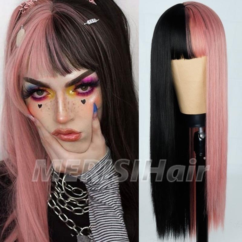 colored pink wig