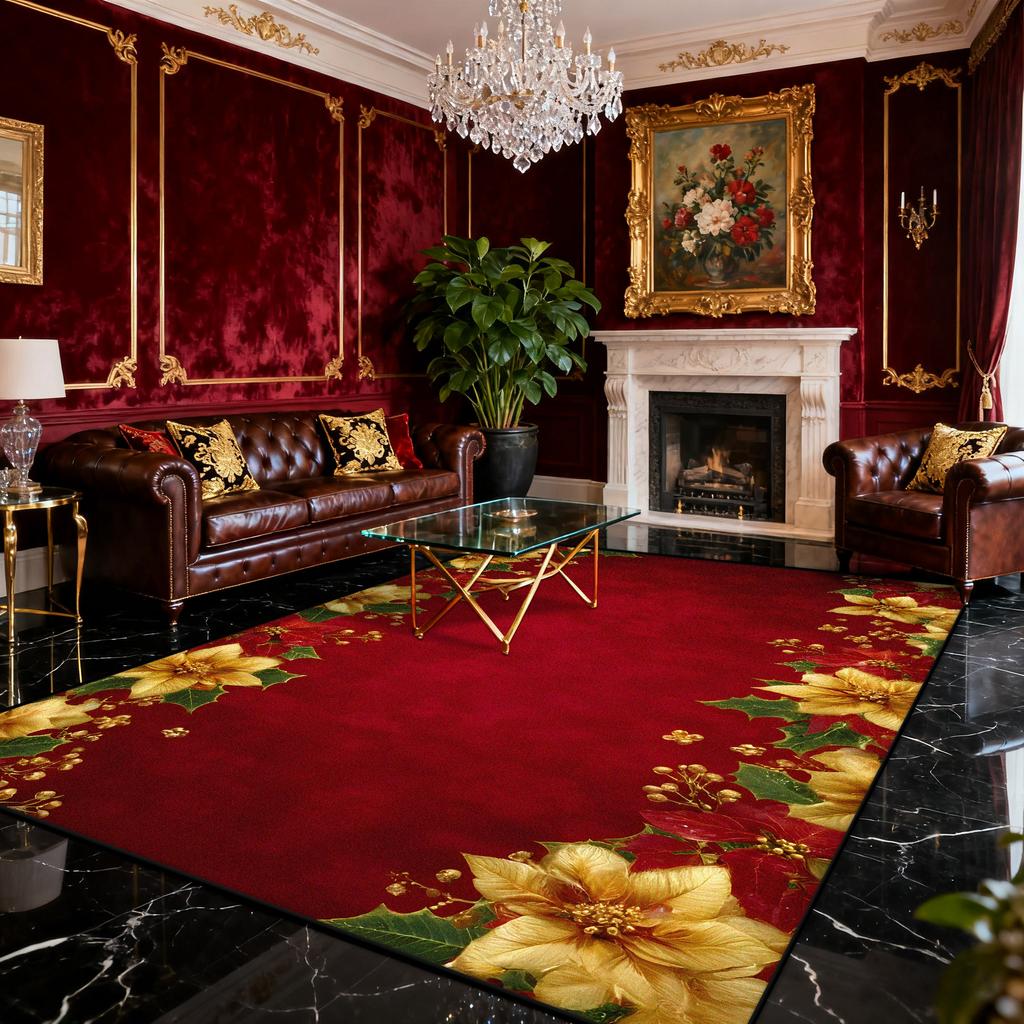 American Red Christmas Carpet for Living Room Decoration Sofa Coffee Table Area Rugs for Bedroom Large Area Floor Mat Washable
