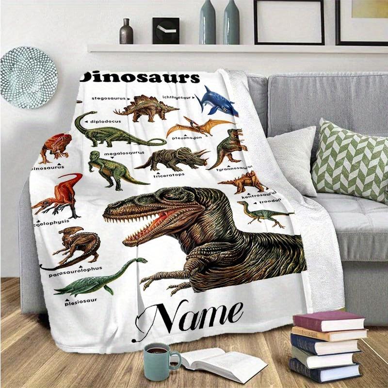 Dinosaur Species Customize Your Name Blanket Warm Comfortable And Soft Blankets Are Suitable For Home Lunch Break Blanket Office Sofa Sofa Gift To
