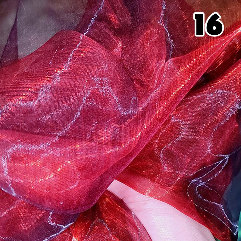 Przezroczysty Laserowy Tiul Tkanina Szycie Siatka Materiał Kolorowa Organza Szklana Fluorescencyjna Przędza Jedwabny Szyfon Materiał na Odzież Sceniczną