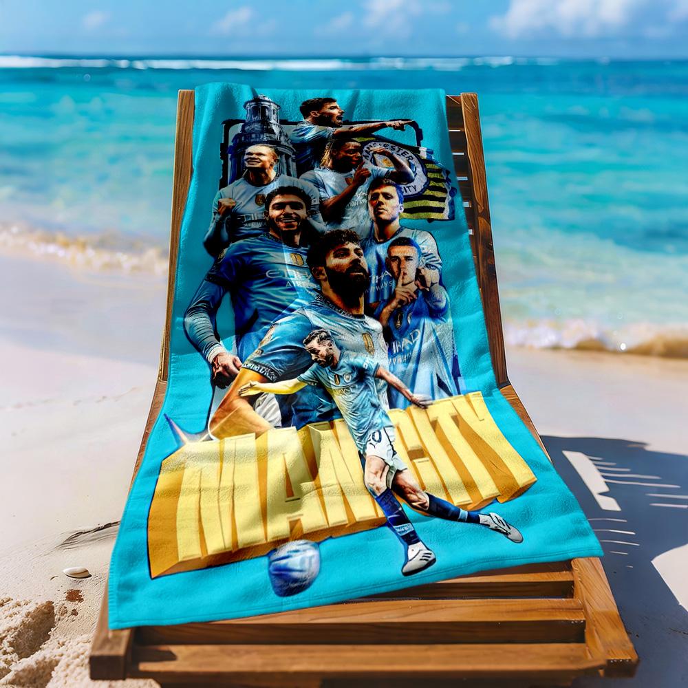 Manchester City Beach Towel Super Soft Microfiber Quickdry Fabric Comfortable Lightweight
