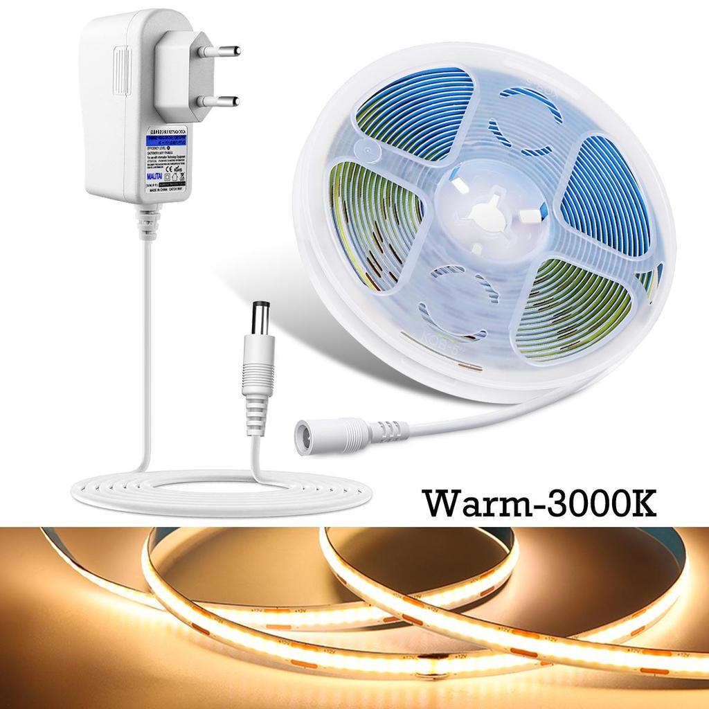 MALITAI 320SMDs/M Bandă LED COB 12V Lumini flexibile Bar Bucătărie Dulap Oglindă Lampă de perete Ra90 3000K 4000K 6000K Bandă LED pentru decorarea interioară Priză UE