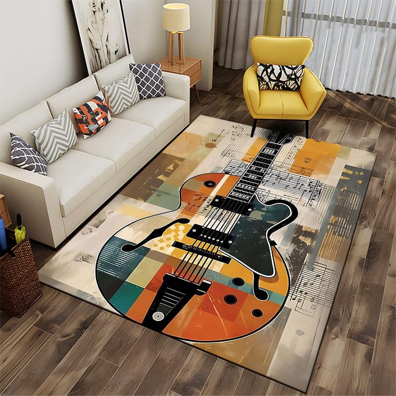 Abstract Guitar and Music Notes suitable as a non-slip mat for the living room or bedroom sofa