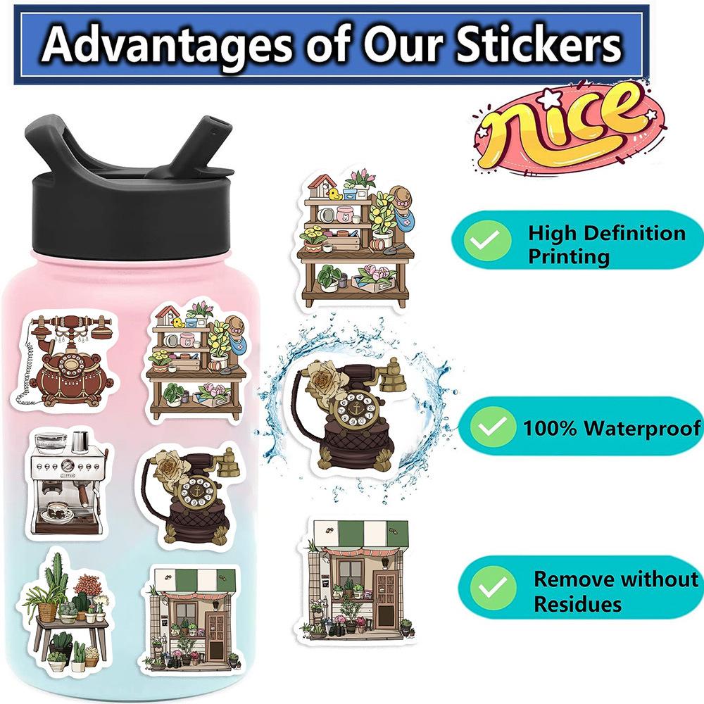 8 Styles of Garden Cafe Guka Stickers DIY Hand Account Small Card Mobile Phone Case Decoration Korean Ins