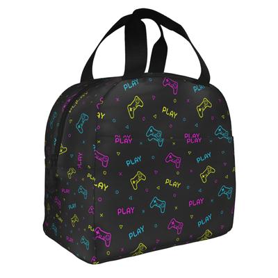 Game Joystick Neon Game Controllers Portable Lunch Boxes Women Leakproof Cooler Thermal Food Insulated Lunch Bag Office Work