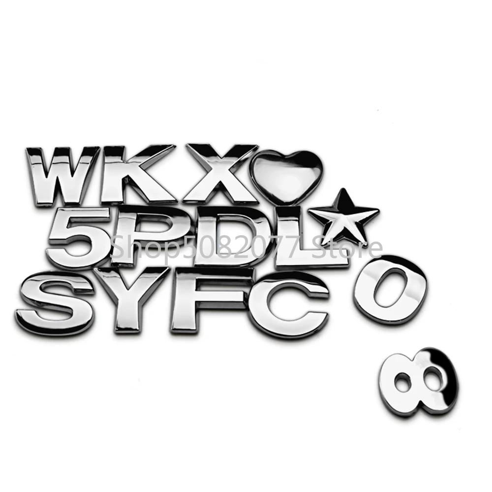 25mm 30mm DIY 26 Letters 10 Numbers Alphabet Metal Emblem for All Cars Game Over Trunk Fender Nameplate Logo Sticker