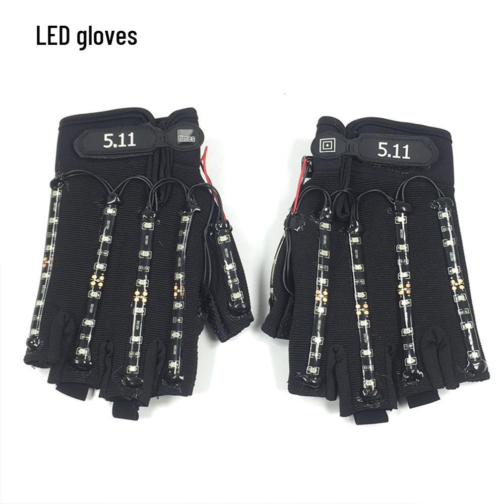 LED Wolverine Handschuhe & Dreifarbige Leuchtbogen-Brille für Bühnen- und Barauftritte