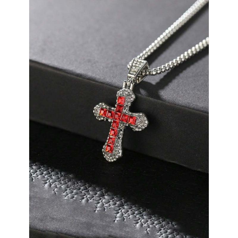 Cross with Diamond Pendant Necklace Autumn and Winter Long Sweater Chain Street Hip Hop Necklace