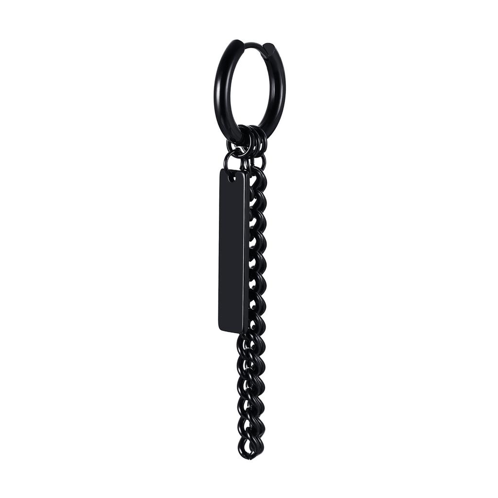 Vnox 1 Stuk Gotische Punk Hoepel Oorbellen voor Mannen Vrouwen, Zwart Roestvrij Staal Huggie Hoops Oor Sieraden, Kruis Geometrisch Hangend