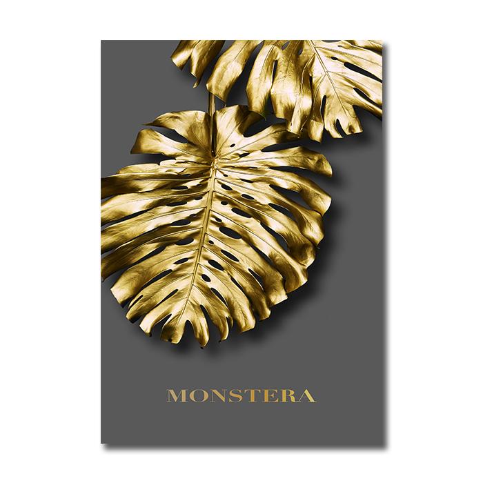 

Современный постер с золотыми листьями, абстрактный роскошный цветок, настенная живопись на холсте, скандинавский принт, настенные панно для украшения гостиной 40x60cm No Frame