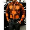 New 11 Color Men's Long Sleeved Shirt with Gold 3D Printing, Fashionable Color Block Pattern, Luxurious Shirt Style