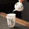 High-End Gold Inlaid Jade White Porcelain Kung Fu Tea Set