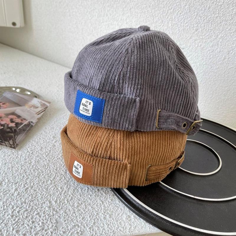 Hat men's tide early autumn retro corduroy landlord hat versatile melon fur hat women's literary hip-hop hat
