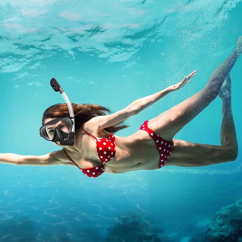 Silicone Dry Snorkel Set with Foldable Tube