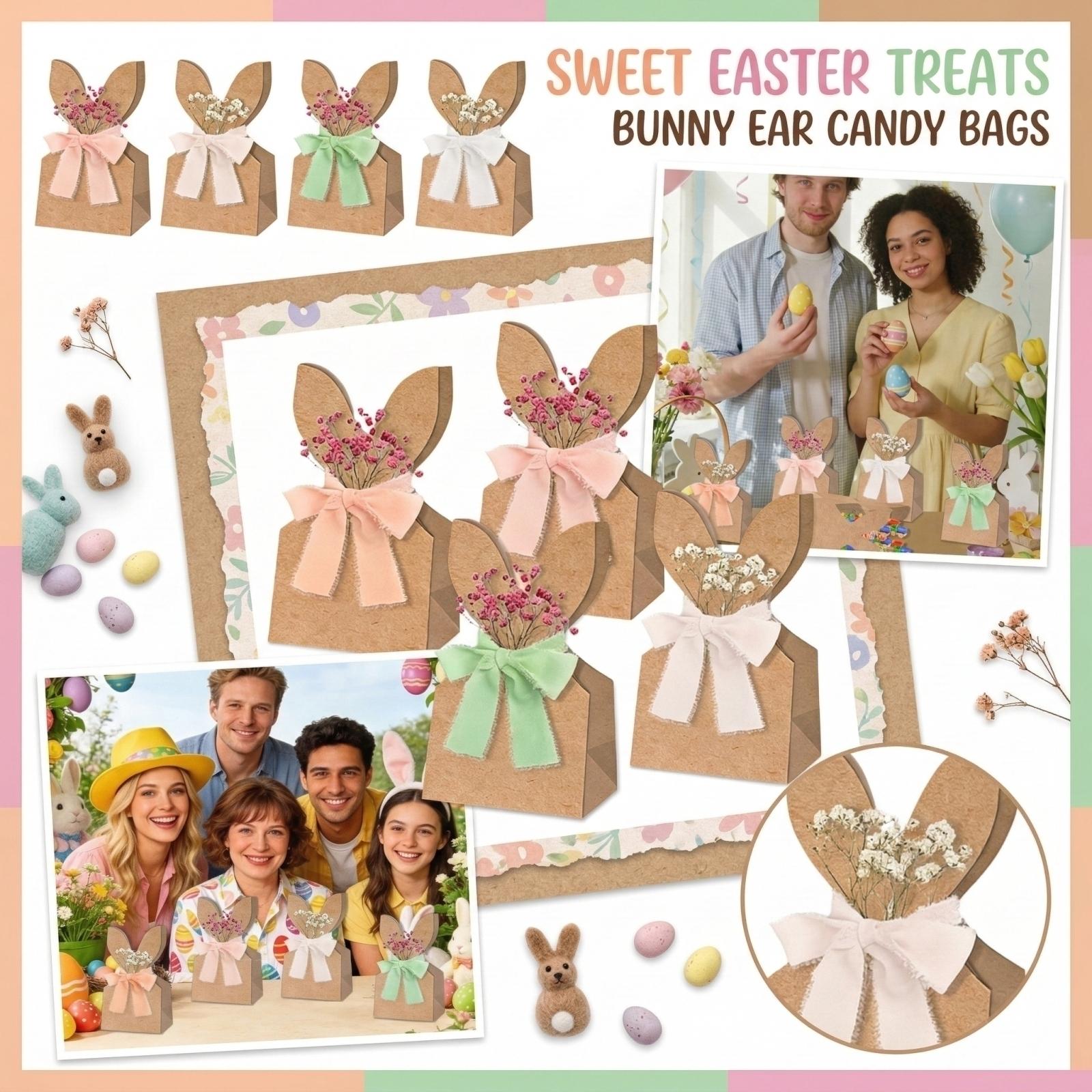 

Kraft Easter Bunny Bag - Brown Paper Party Bags With Ear Handles, Fillable Gift Sacks For Candy, Sweets & Small Surprises One Size