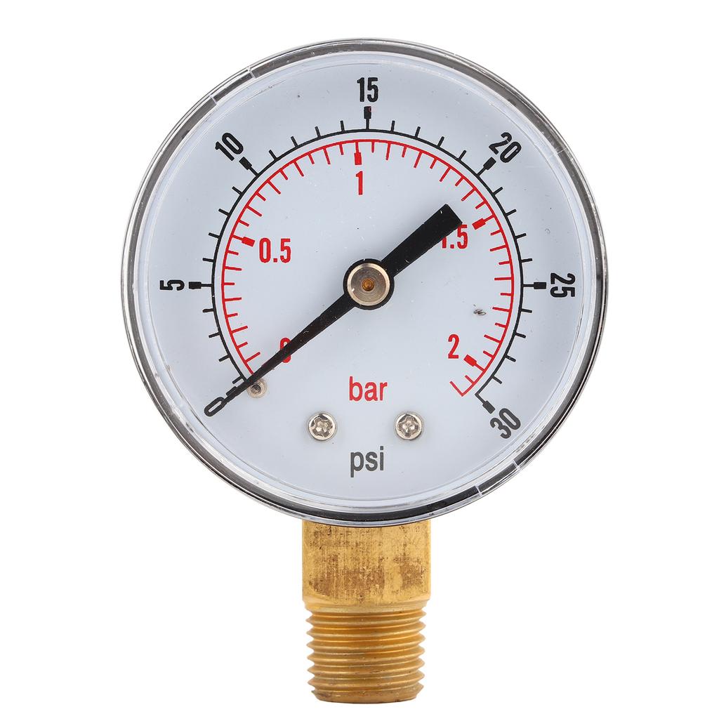 Pressure Gauge 50mm 1Celsius4 BSPT Brass Thread for Fuel   Oil Gas Water (0-15PSI 0-1Bar)