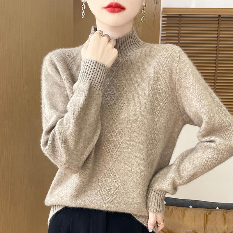 Suéter de cachemira para mujer Qinghe cachemira 30% cachemira 70% lana jersey de otoño e invierno cálido y a la moda