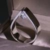 925 Sterling Silver Fashion Geometric Finger Ring Engagement Cz Rings For Women Big Silver Fine Jewelry