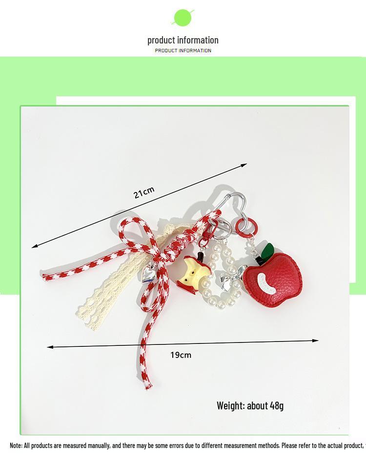 Miu Style Bag Charm: Apple Pendant Keychain & Multifunctional Lanyard Accessories for Couples