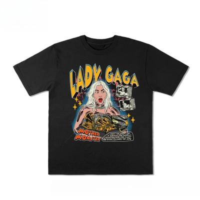 2025 American Retro Beauty T-shirt Half Sleeve Ladygaga Cotton Loose Fashion Men and Women Hip Hop Short Sleeve Summer