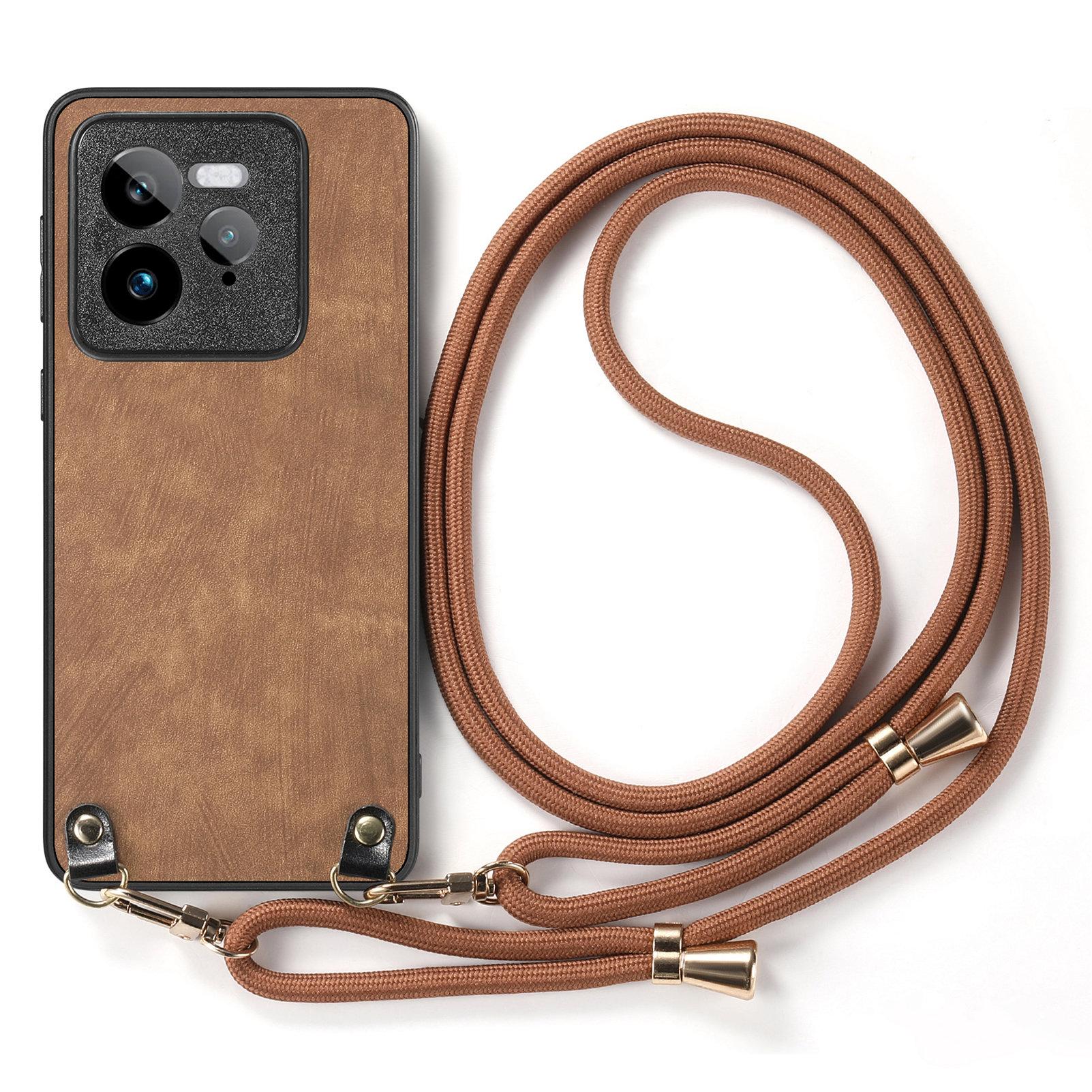 

For Realme GT 7 Pro 5G Retro Leather Phone Back Cover with Adjustable Strap Black