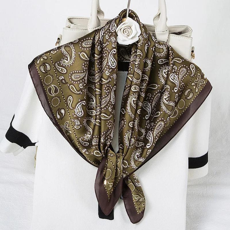 Fashion Paisley Print Kerchief Women Hair Scarf Silk Headband Bandana Head Scarves Female 70*70cm Square Hijab Scarfs For Ladies