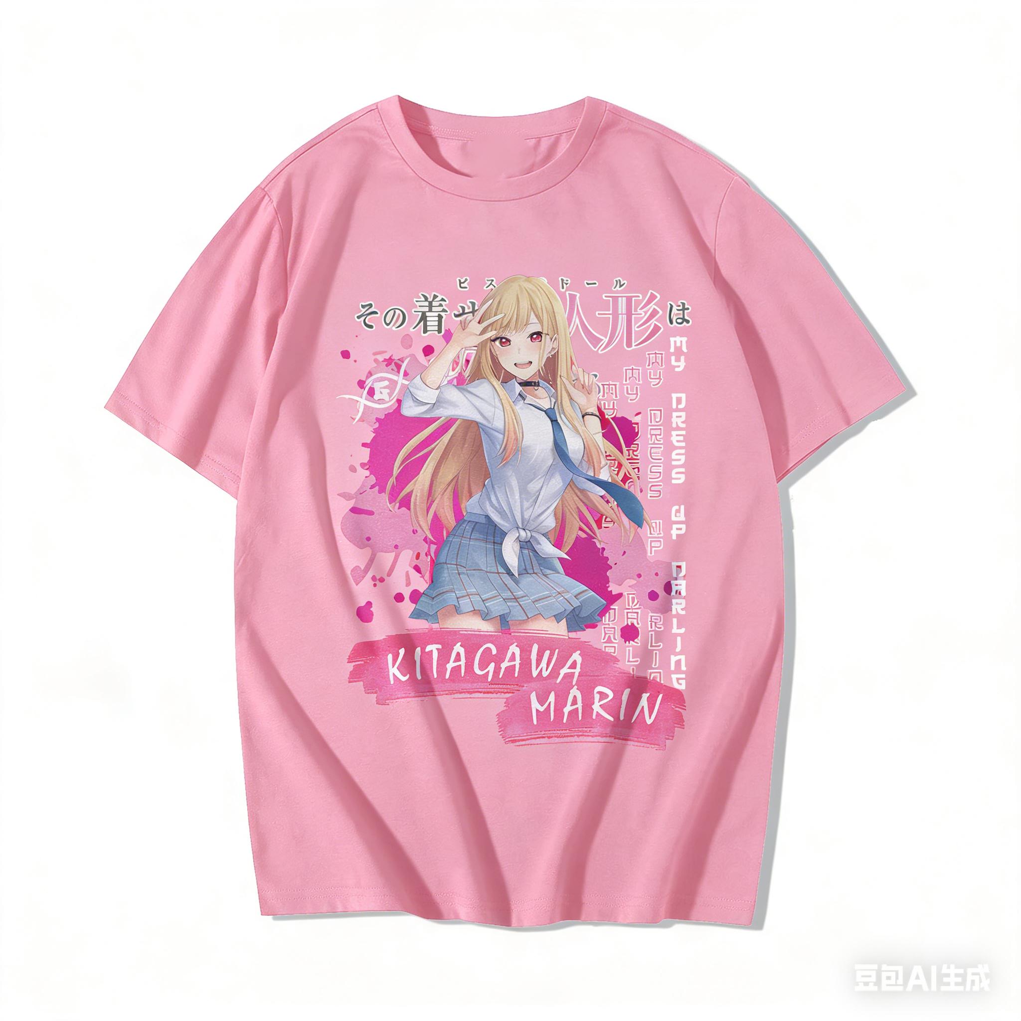

Adult and Childrens Y2K Harajuku Style Cotton Short Sleeves Themed on Kitagawa Maimu Suitable for Conventions Everyday Wear S