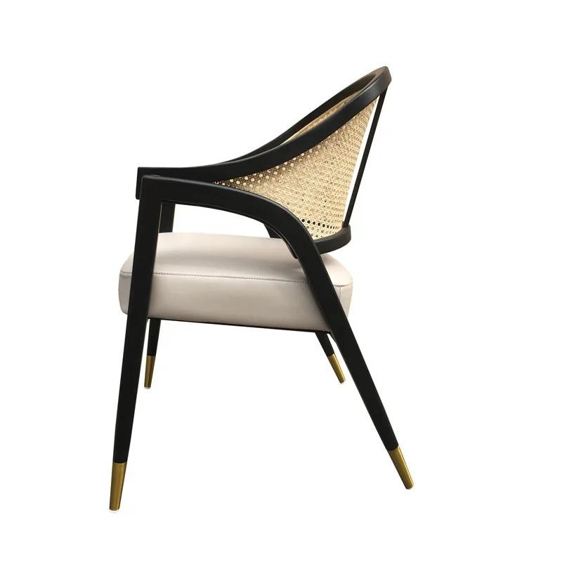 European Solid Wood Rattan Living Room Chairs Nordic Leisure Armchair Living Room Furniture Creative Backrest Sofa Dining Chair