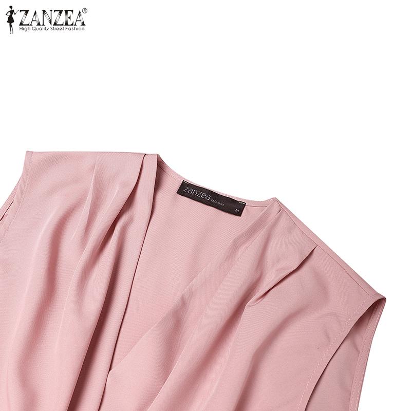 ZANZEA Women Casual V-Neck Side Lace Up Summer Sleeveless Vest Tops