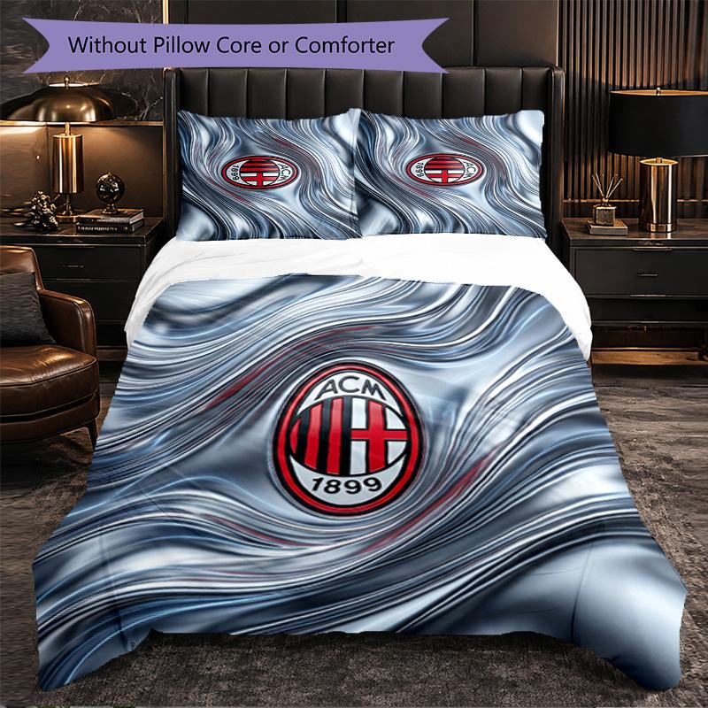 Set Lenzuola AC Milan Modello 3 Pezzi Morbida Copripiumino in Microfibra con Federe per Camera da Letto