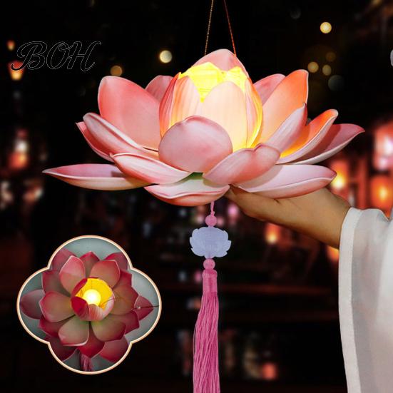 Easy Assembly Craft Kit DIY Lotus Lantern Kit, Handmade Flower Paper with LED Creative Material Set Light, Vintage Decorative Lighting for Wedding