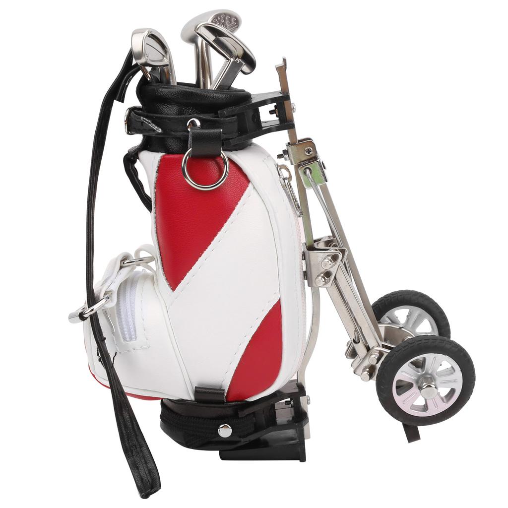 Desktop Golf Pen Set 3 Ballpoint Pens and Mini Bag Zinc Alloy Golf Pen Holding BagRed White