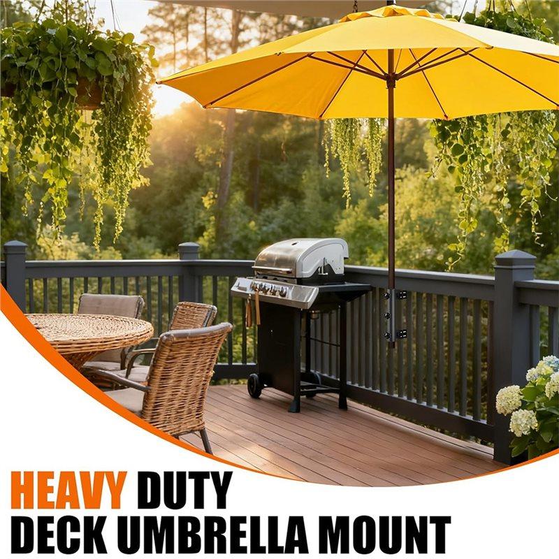 Good-Patio Umbrella Holder For Deck Railing, Adjustable Heavy Duty Mount For Courtyard Balcony
