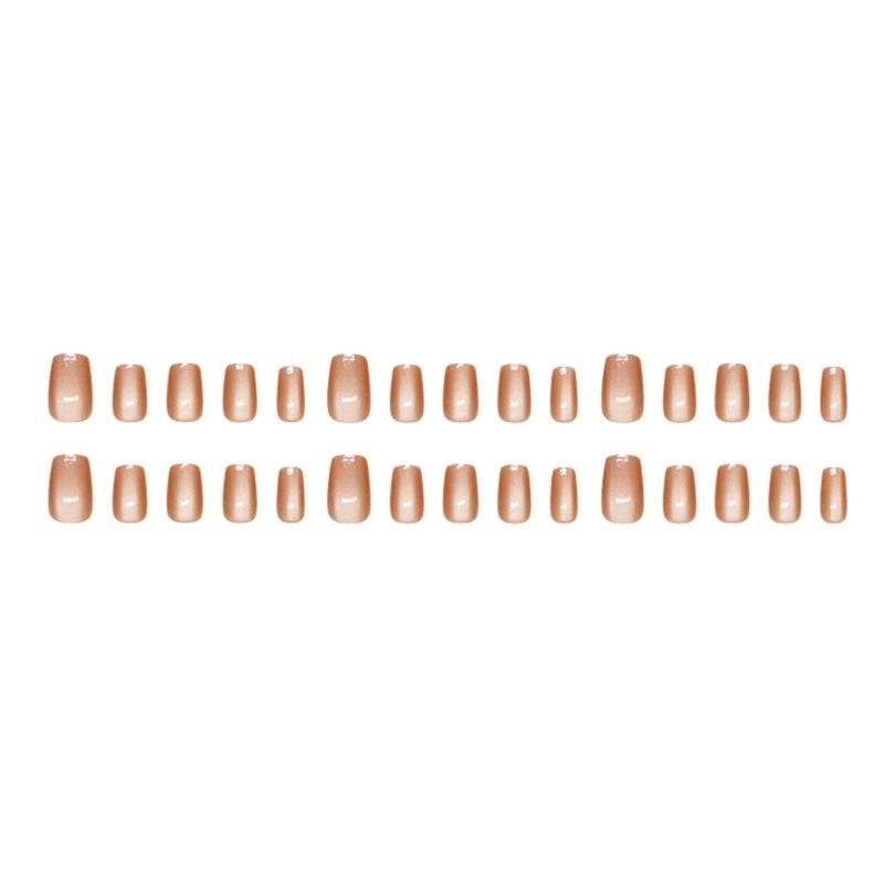30pcs Press on Nail Amber Cats Eye Short Nail Stylish And Unique Artificial Nail For Daily Wear And Special Occasion