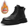 Men's Martin Boots Autumn and Winter Fleece Thickened Warm Rhubarb Boots Casual Trend British Tooling Boots Tide 2025