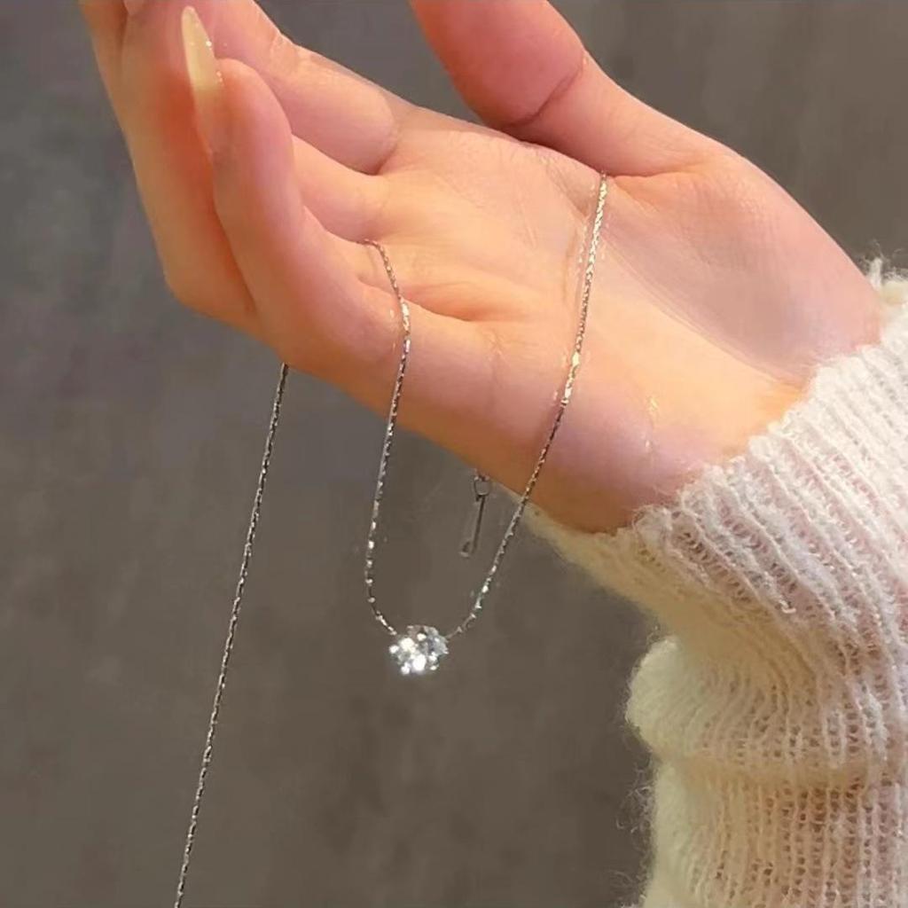 Zircon Pendant Necklace - Light Luxury Snake Chain for Women, 2025 Trendy Clavicle Design